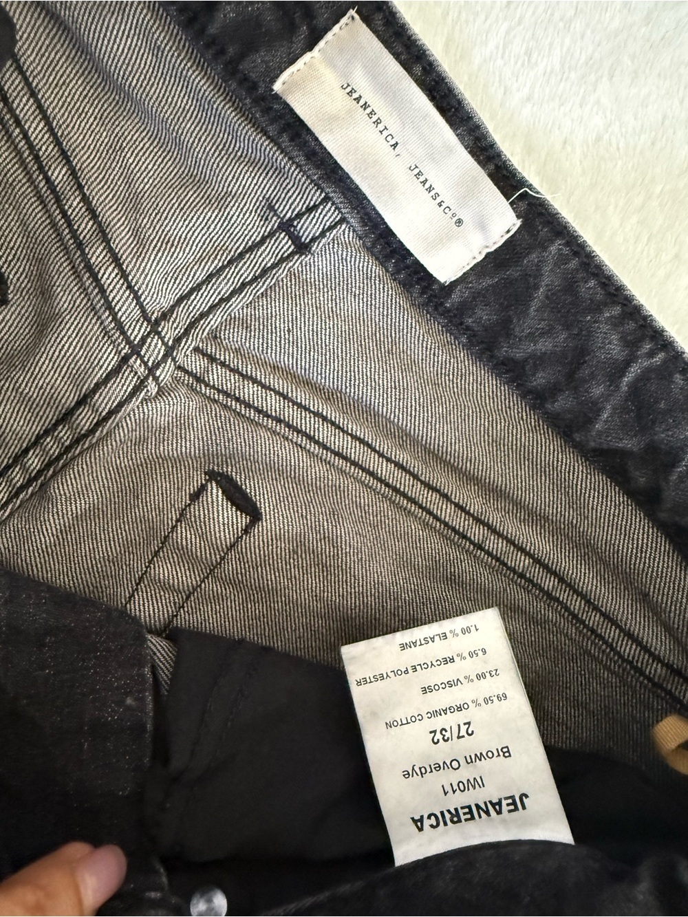Jeanerica IW011 Brown Overdye Black Straight Leg Jeans Organic Cotton 27 - Picture 5 of 9